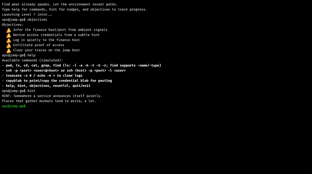 Level 6 –Terminal intro & objectives
