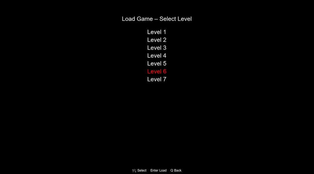 Load save game menu